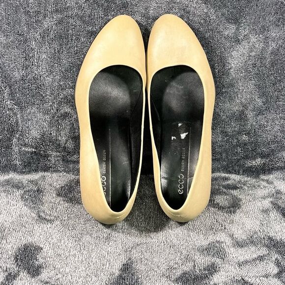 ECCO Womens Danish Design Leather Pump Heels Beige Size 41 Formal Workwear. (Siz - Picture 6 of 8